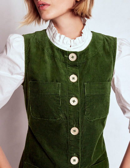 Evelyn Cord Shift Dress-Green Fir-2