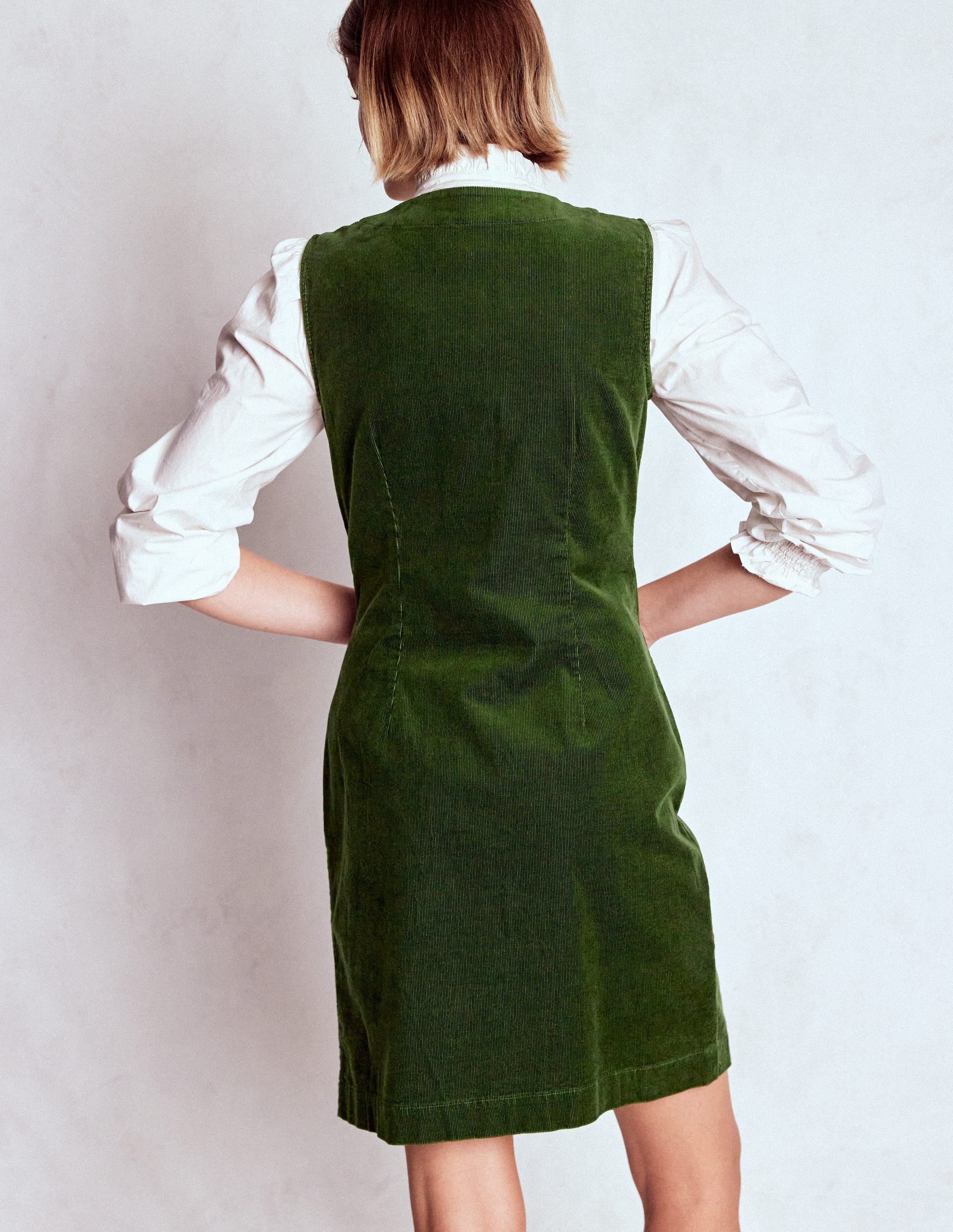 Evelyn Cord Shift Dress-Green Fir - Image 3