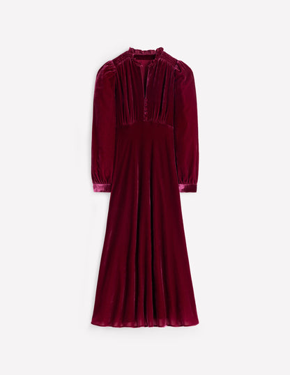 Cassie Velvet Tea Dress-Ruby Red-6
