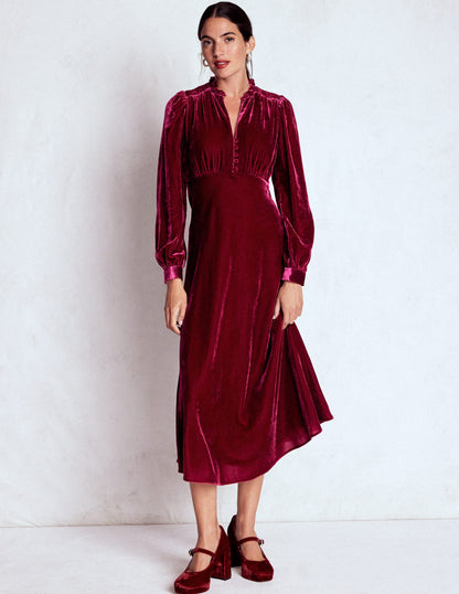 Cassie Velvet Tea Dress-Ruby Red-4