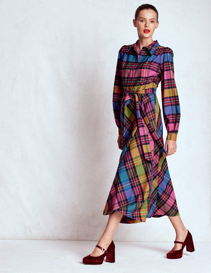 Vivienne Check Midi Dress-Multi, Blanket Check-5