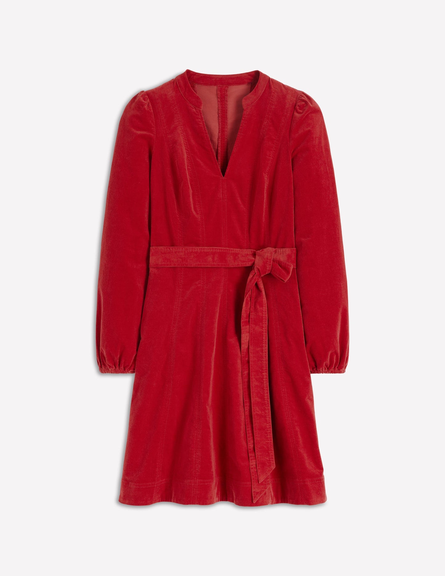 Ros Panelled Cord Short Dress-Crimson Red