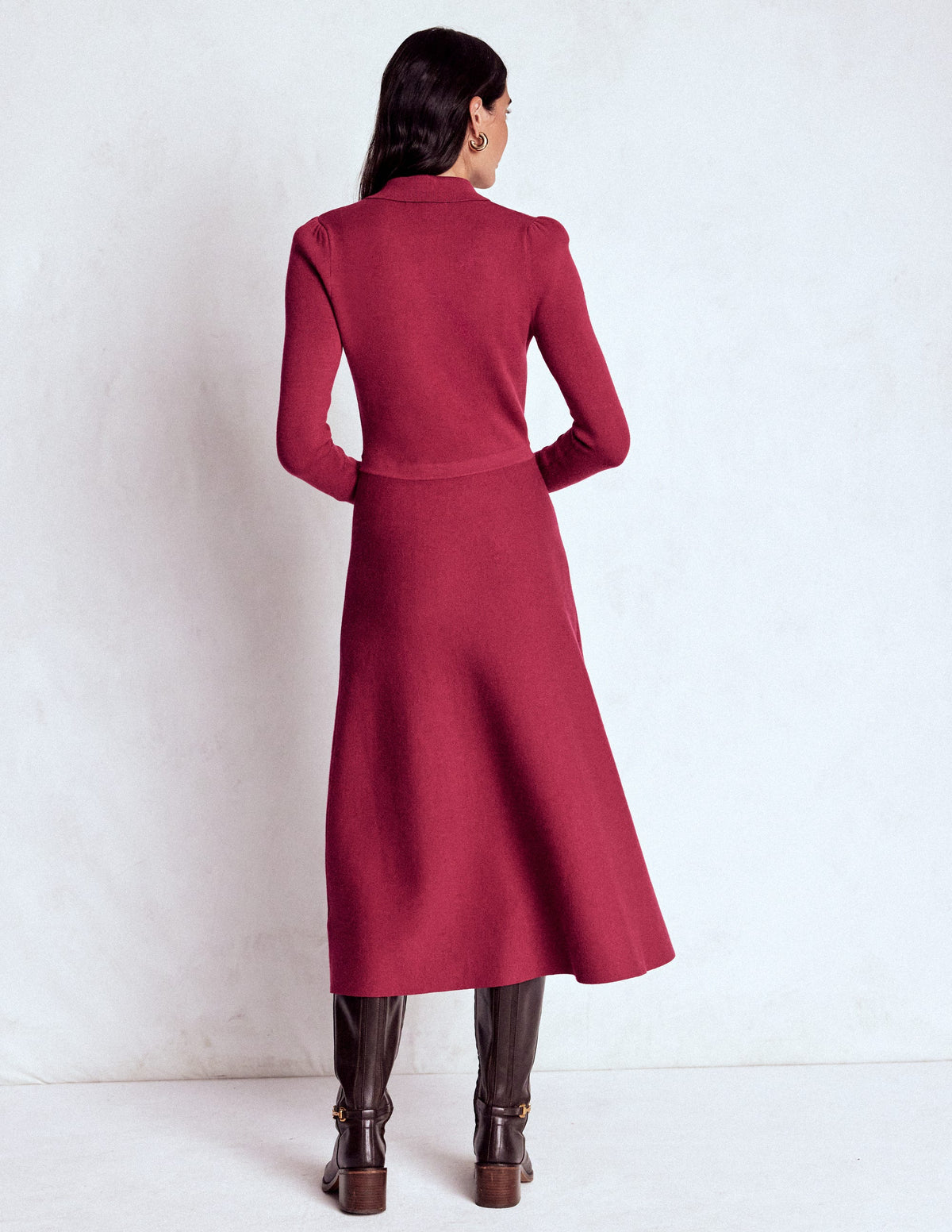 Fiona Zip Front Knitted Dress-Ruby Red - Image 4