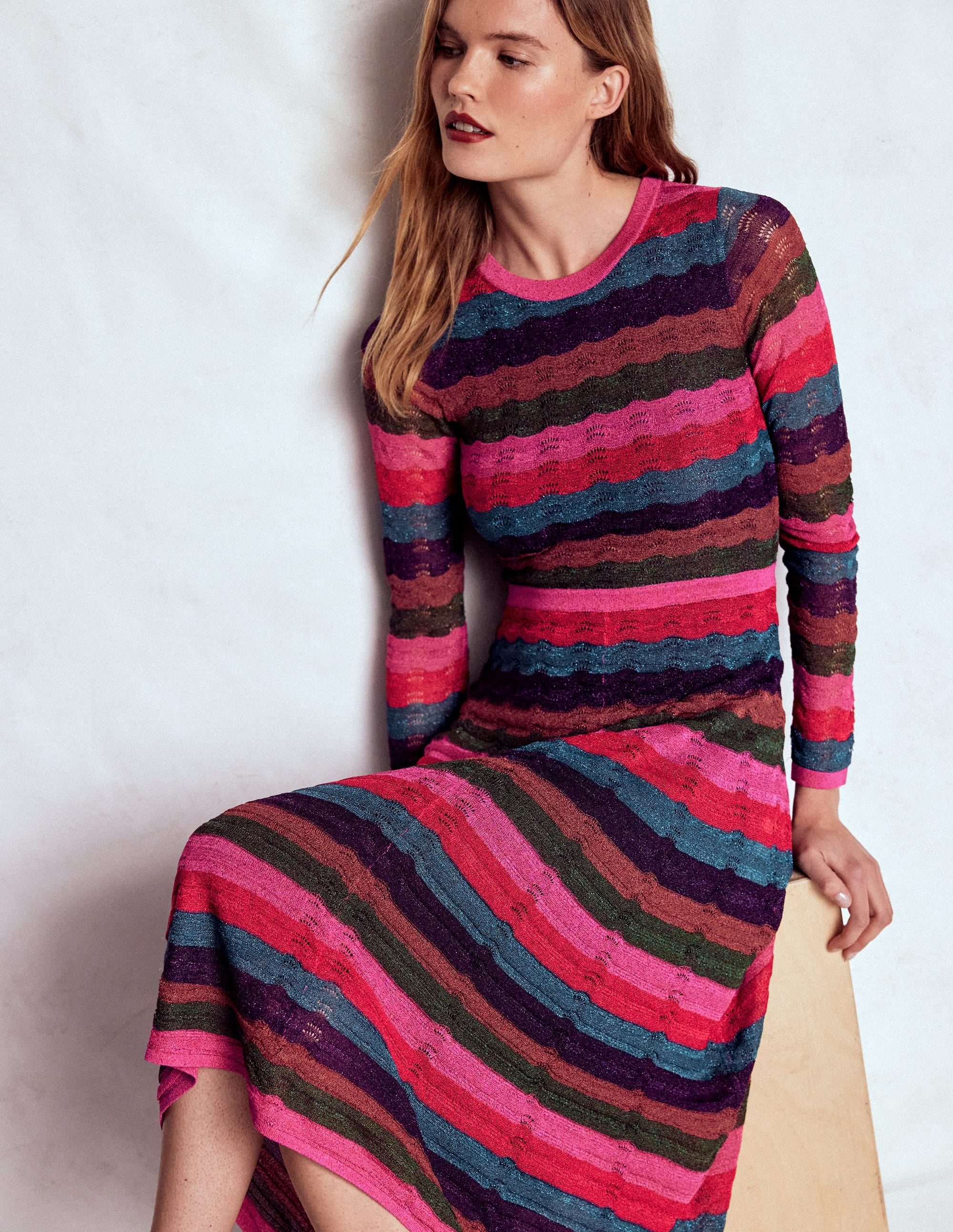 Metallic Wave Dress-Multi Stripe - Image 2