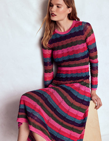 Metallic Wave Dress-Multi Stripe-2