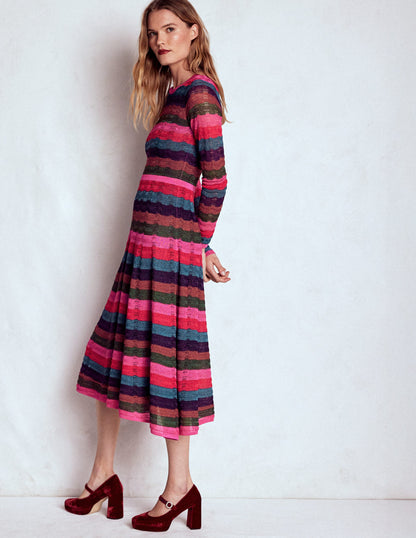 Metallic Wave Dress-Multi Stripe-5