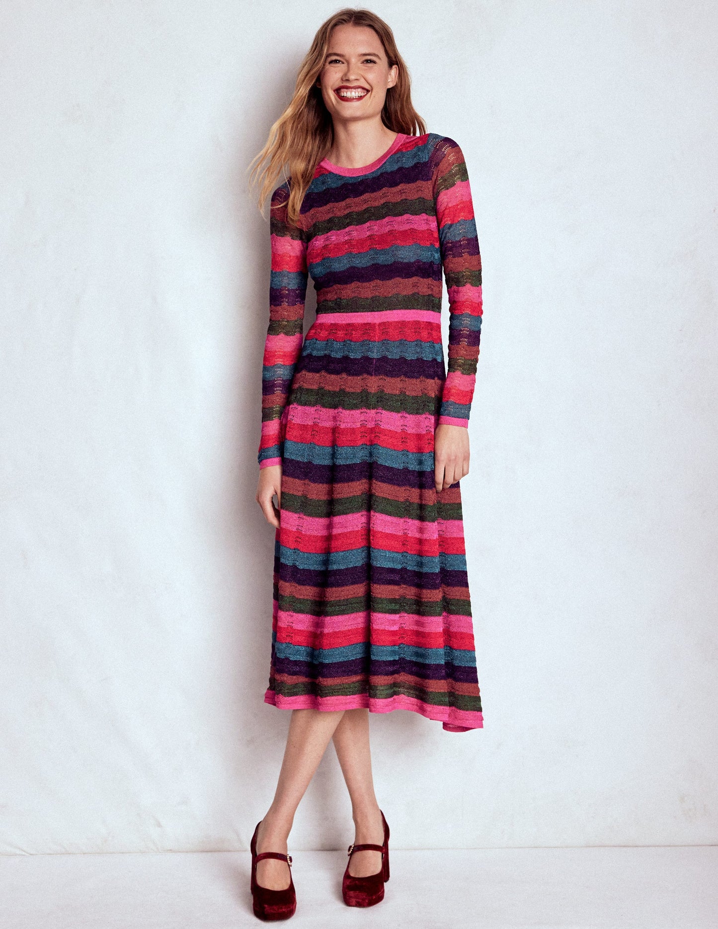 Metallic Wave Dress-Multi Stripe