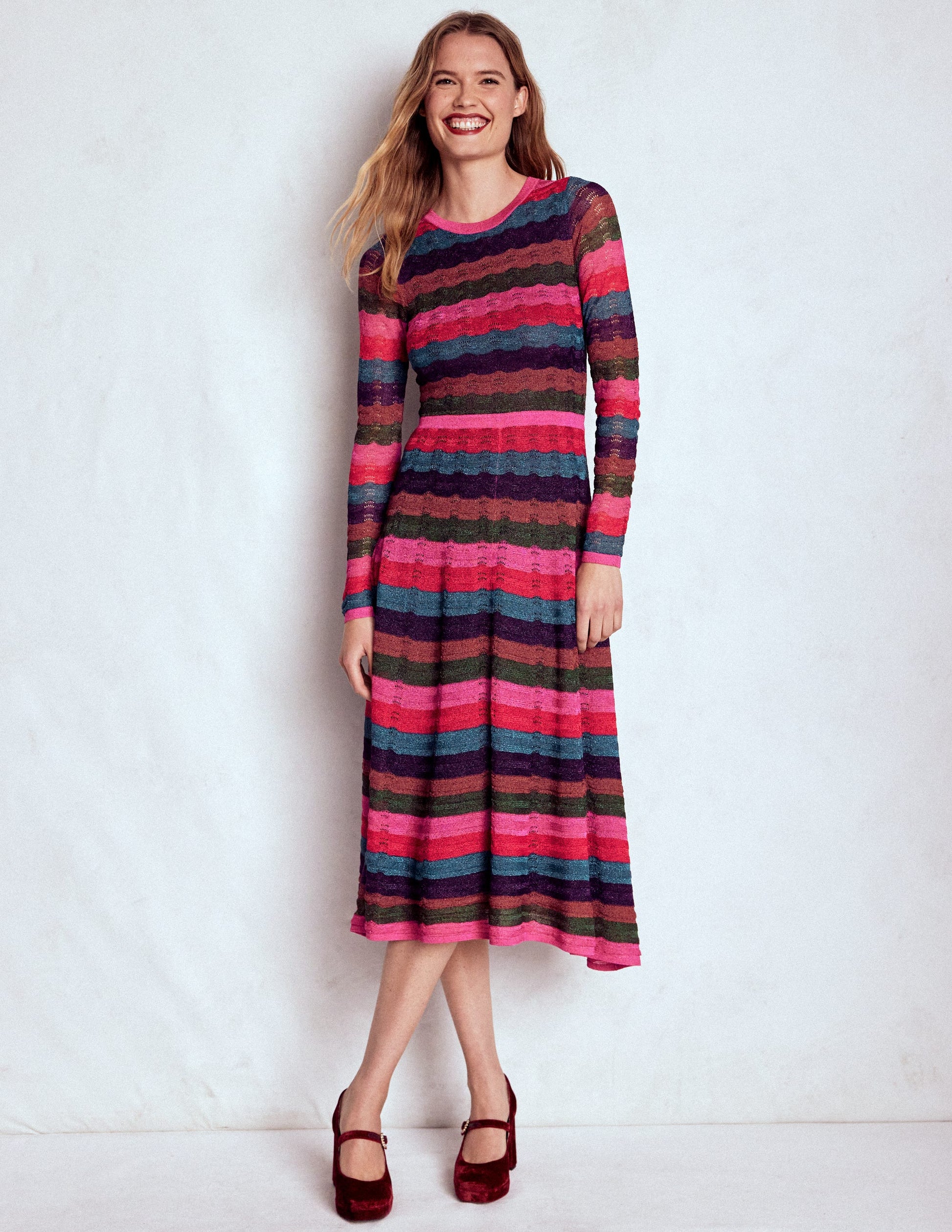 Metallic Wave Dress-Multi Stripe-6