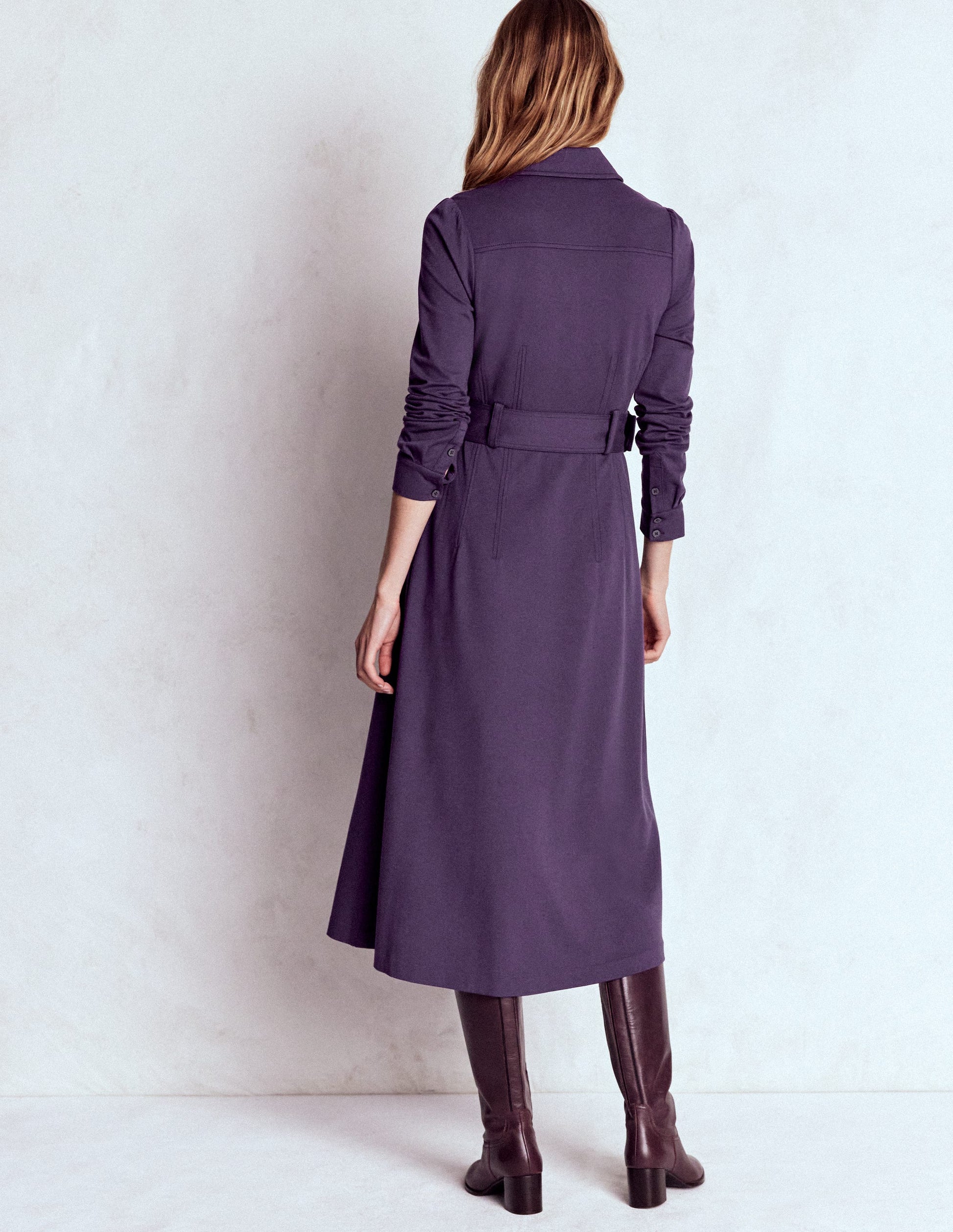Anita Long Sleeve Shirt Dress-Blackberry-3