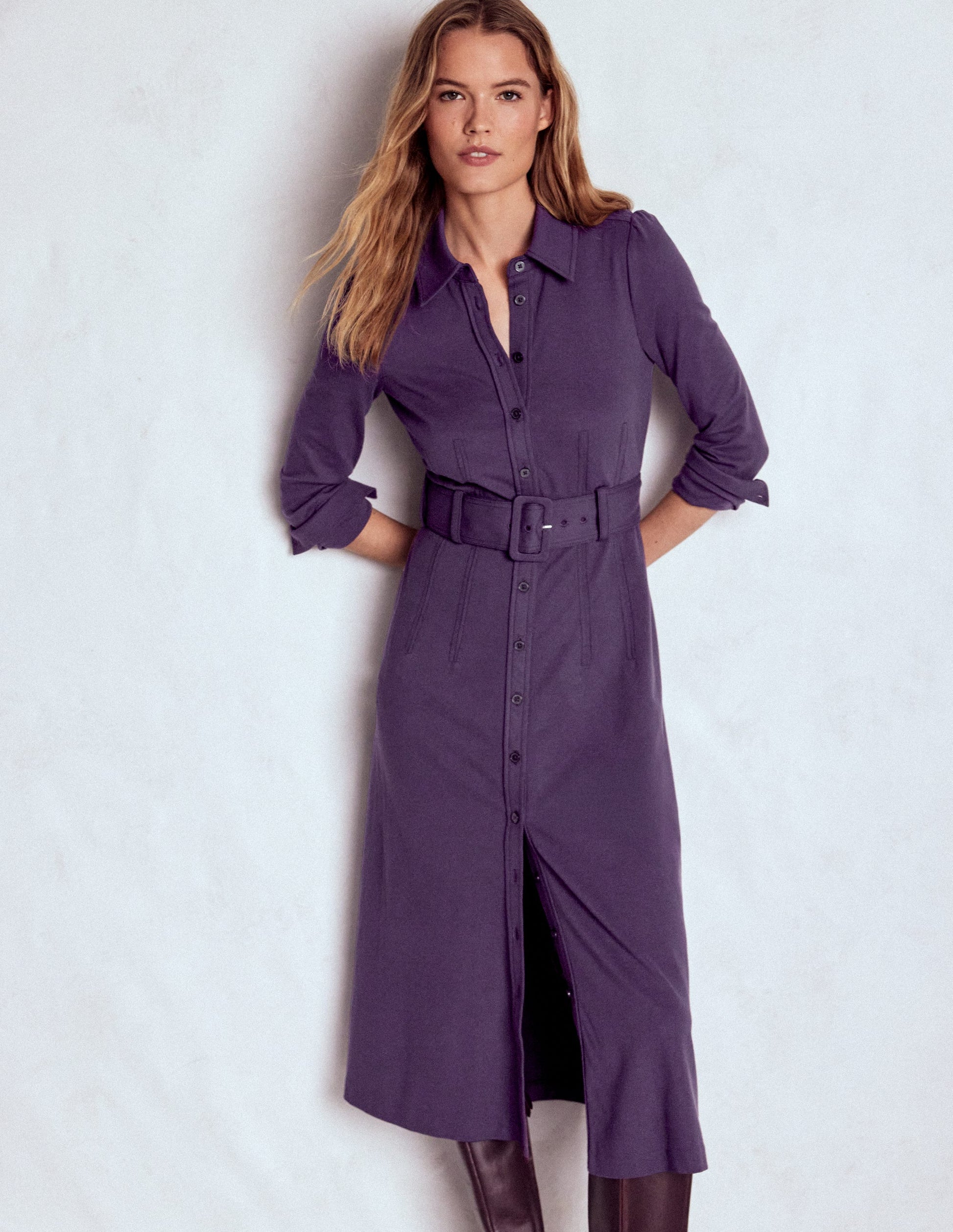 Anita Long Sleeve Shirt Dress-Blackberry | Boden UK Anita Long Sleeve Shirt Dress-Blackberry | Boden UK