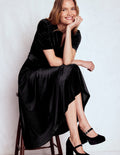 Kate Velvet Shirt Dress-Black