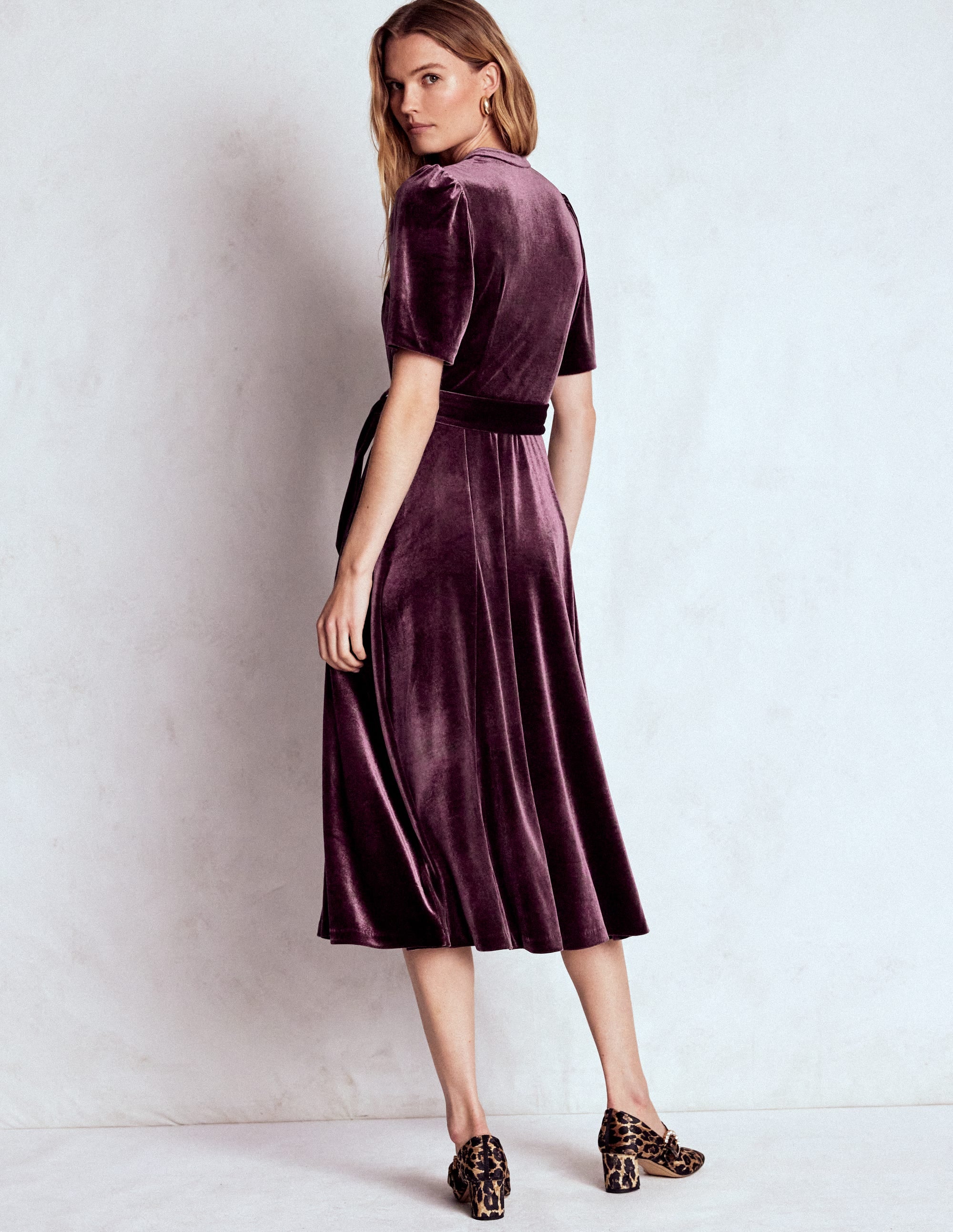 Kate Velvet Shirt Dress-Dark Cherry - Image 3