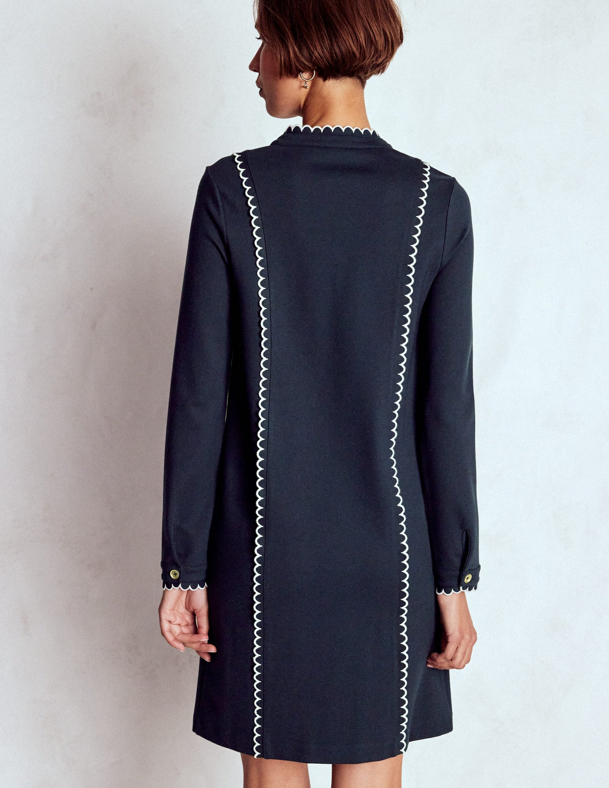 Scallop Detail Jersey Dress-Navy | Boden UK Scallop Detail Jersey Dress-Navy | Boden UK