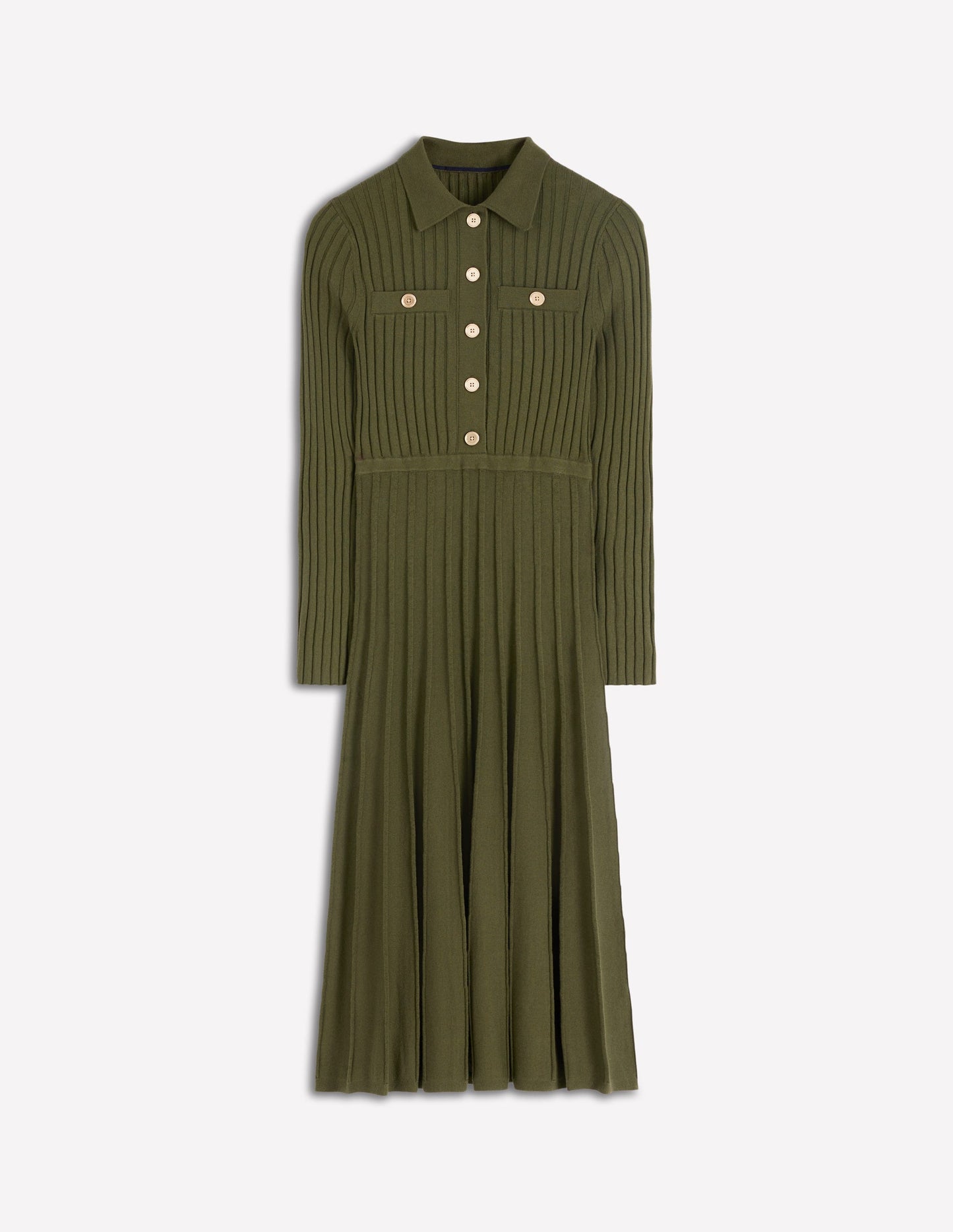 Brönte Knitted Rib Shirt Dress-Woodland Green