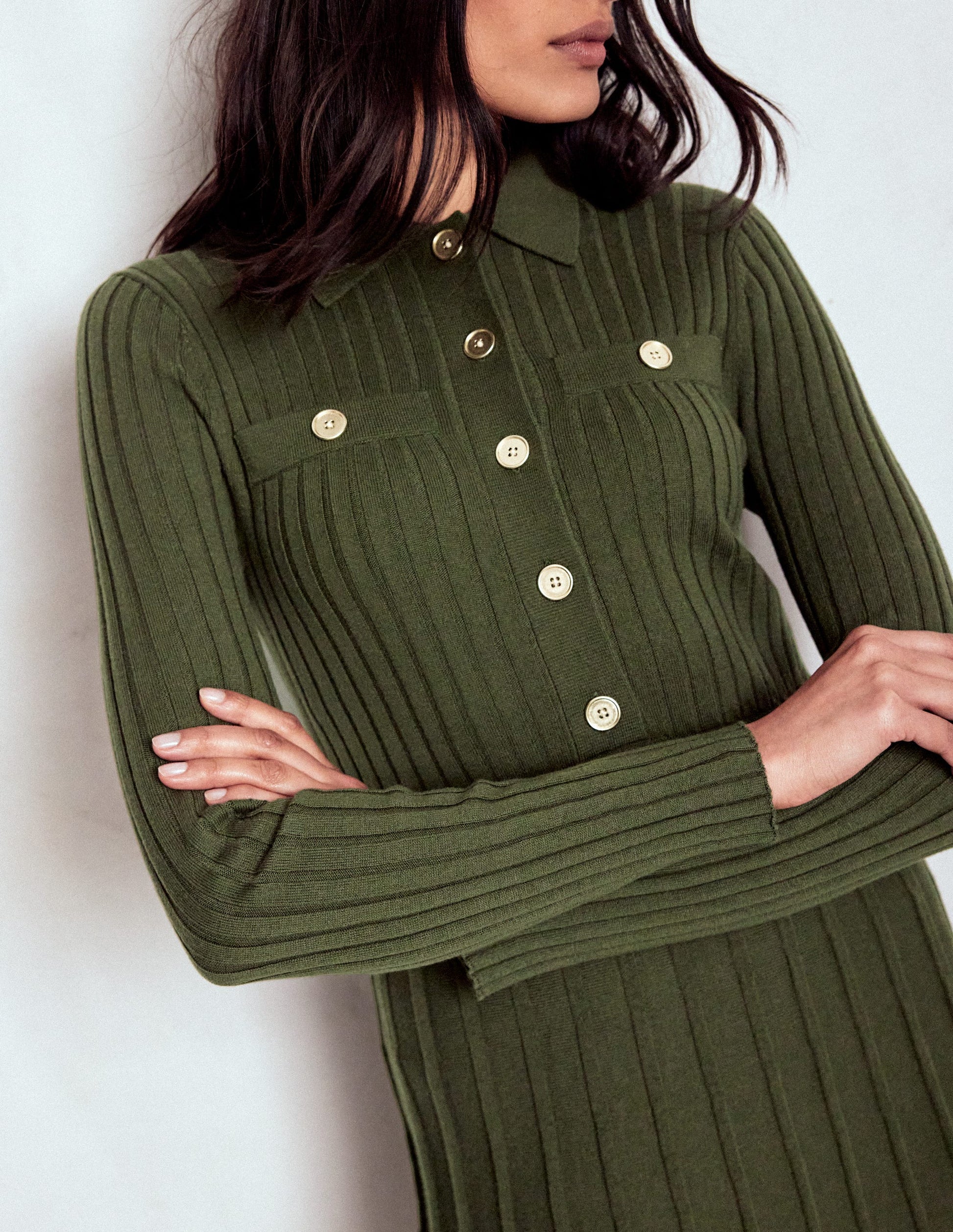 knitted shirt dress Aurora Knit Mini Shirt Dress White Chic & Casual S