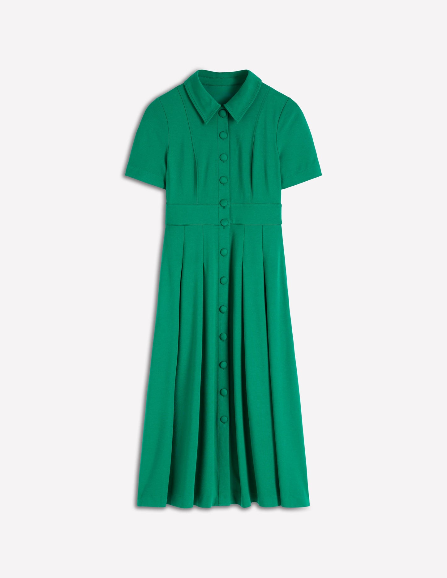 Bridget Ponte Shirt Dress-Jewel Green