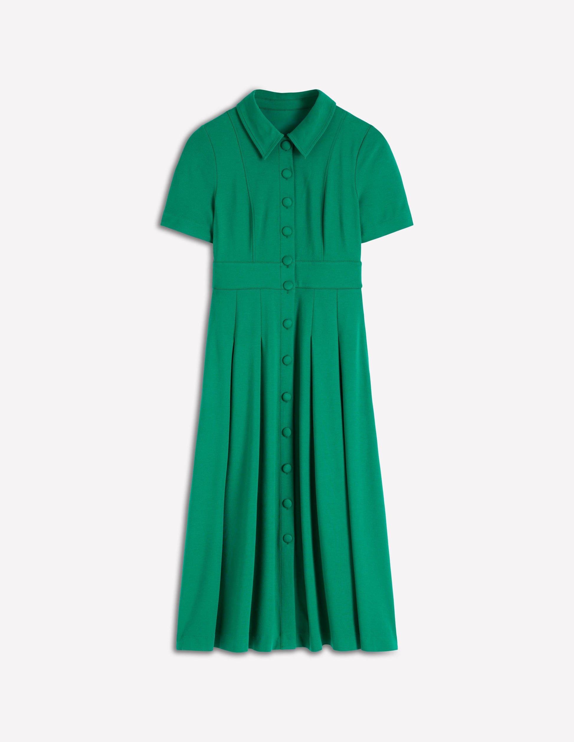 Bridget Ponte Shirt Dress-Jewel Green-5
