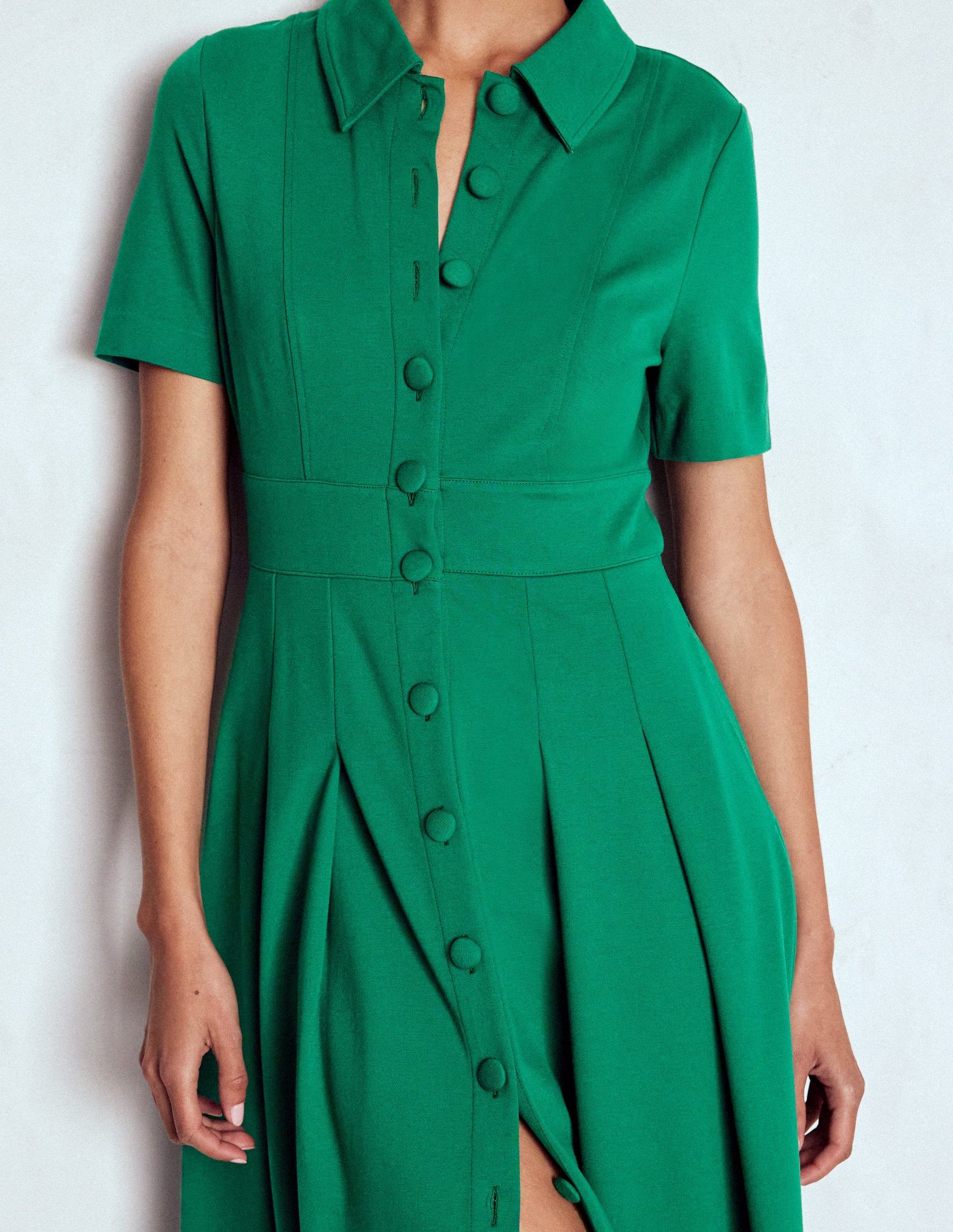 Bridget Ponte Shirt Dress-Jewel Green | Boden UK Bridget Ponte Shirt Dress-Jewel Green | Boden UK