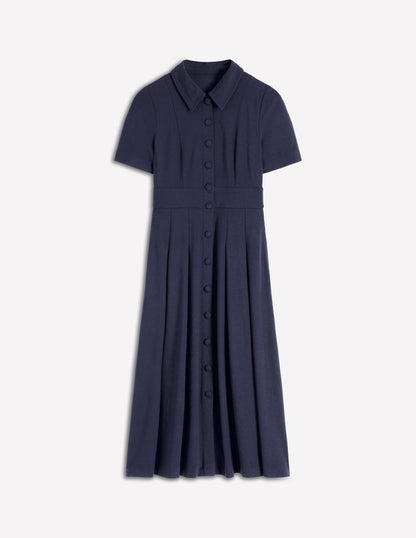 Bridget Ponte Shirt Dress-Navy-5