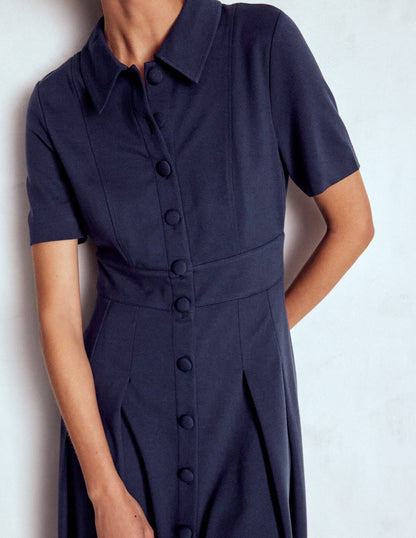 Bridget Ponte Shirt Dress-Navy-2