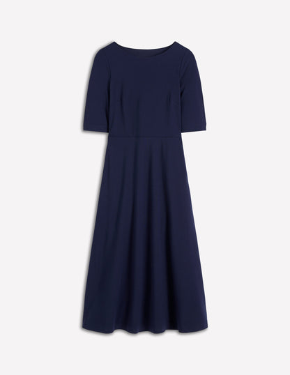 Mathilde Tie Waist Ponte Dress-Navy-6