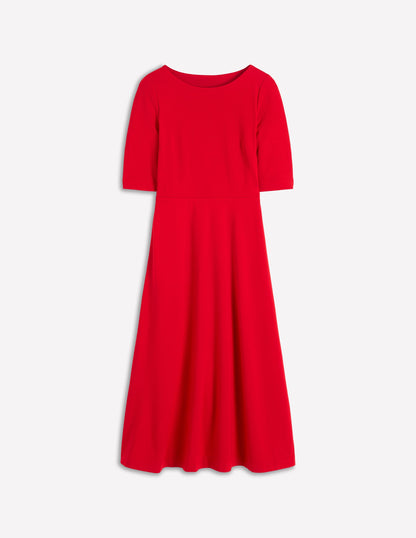 Mathilde Tie Waist Ponte Dress-Spicy Red-5