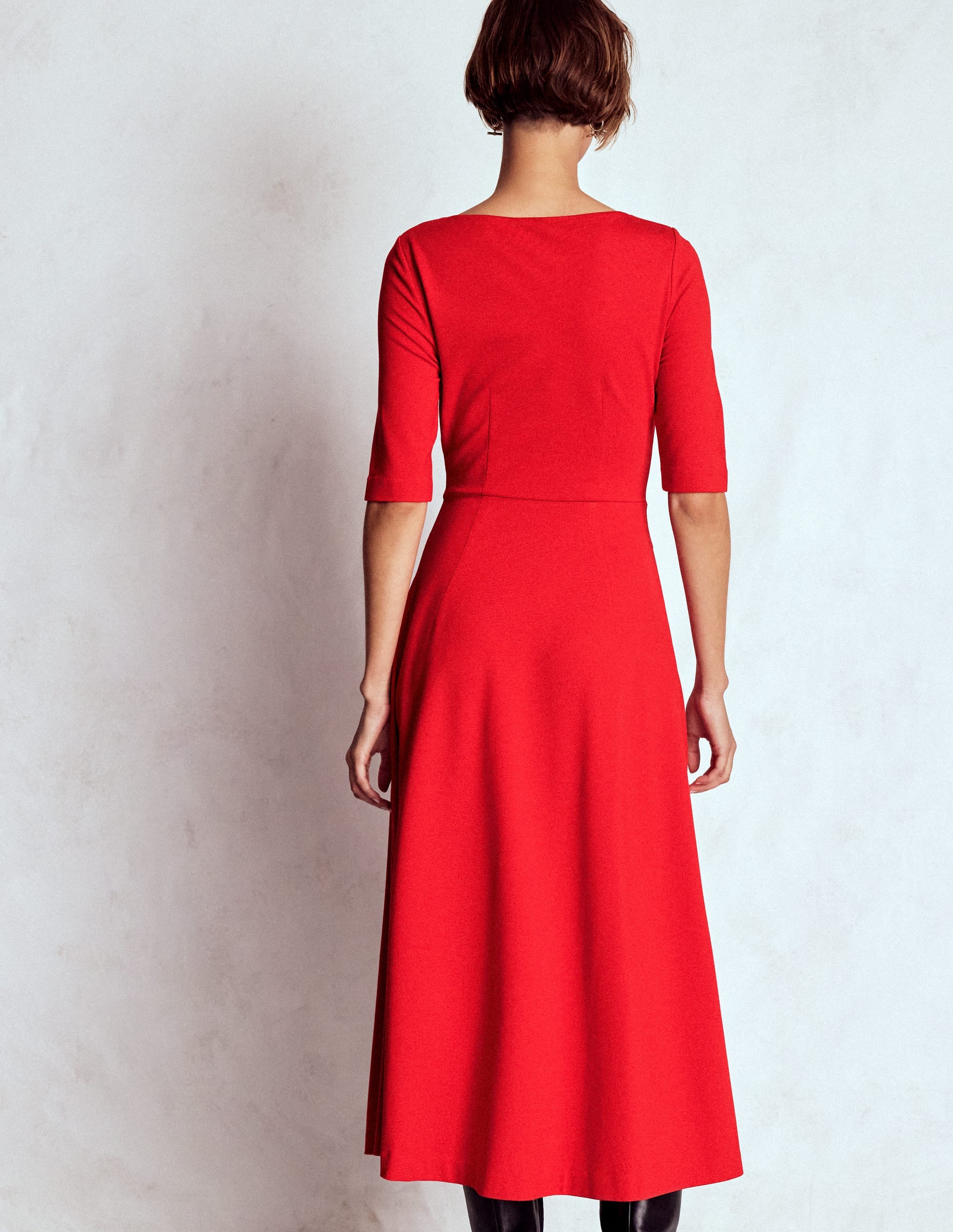 Mathilde Tie Waist Ponte Dress-Spicy Red - Image 3