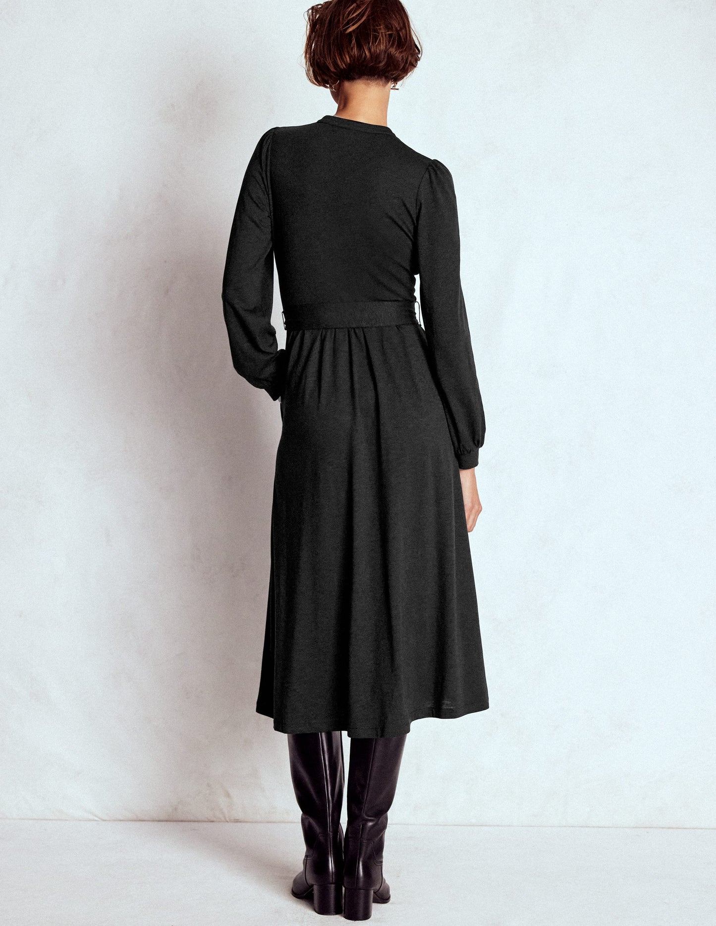 Naomi Long Sleeve Jersey Dress-Black