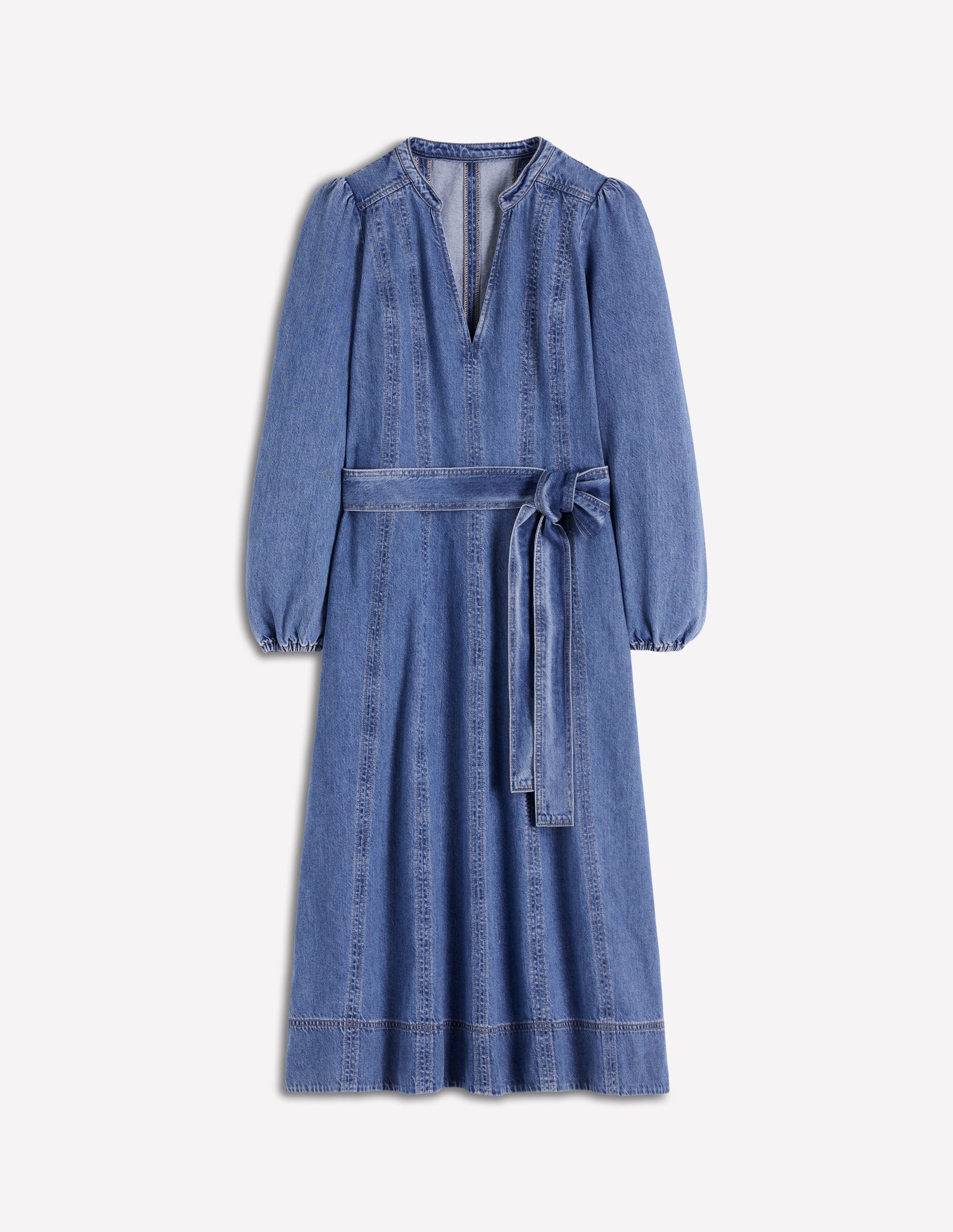 Flared Panel Denim Dress-Mid Vintage-6