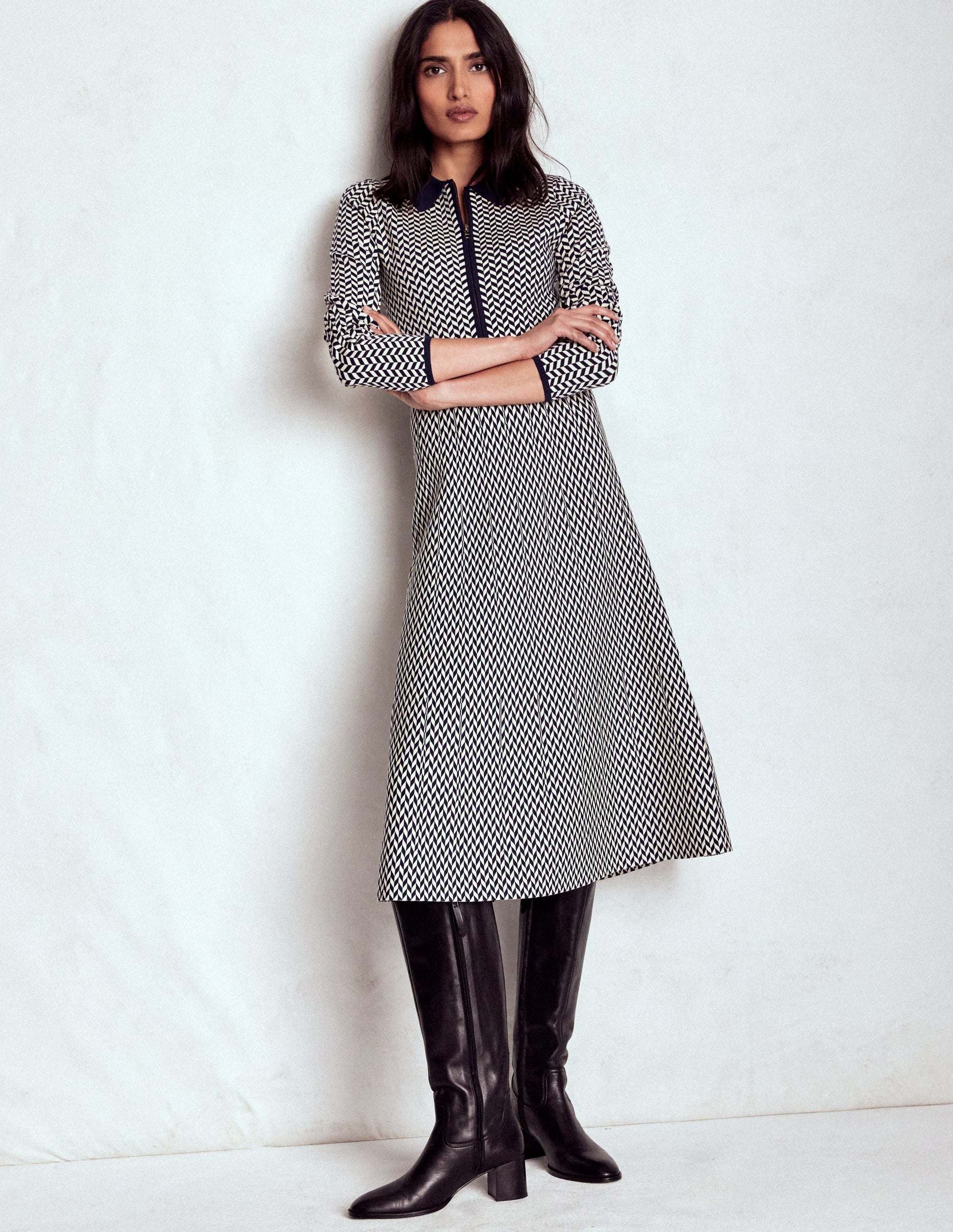 Fiona Chevron Knitted Dress-Chevron-4