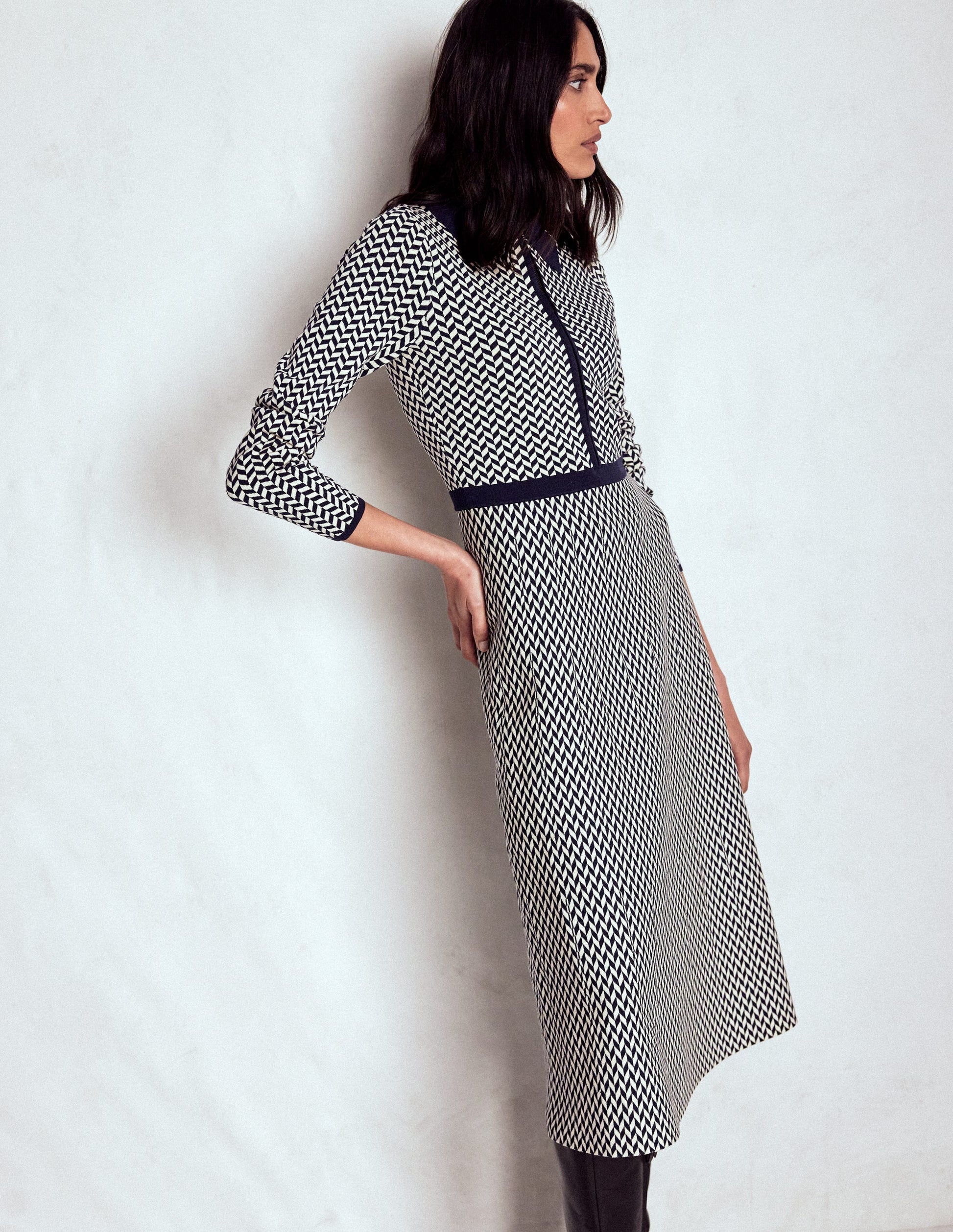 Fiona Chevron Knitted Dress-Chevron-5