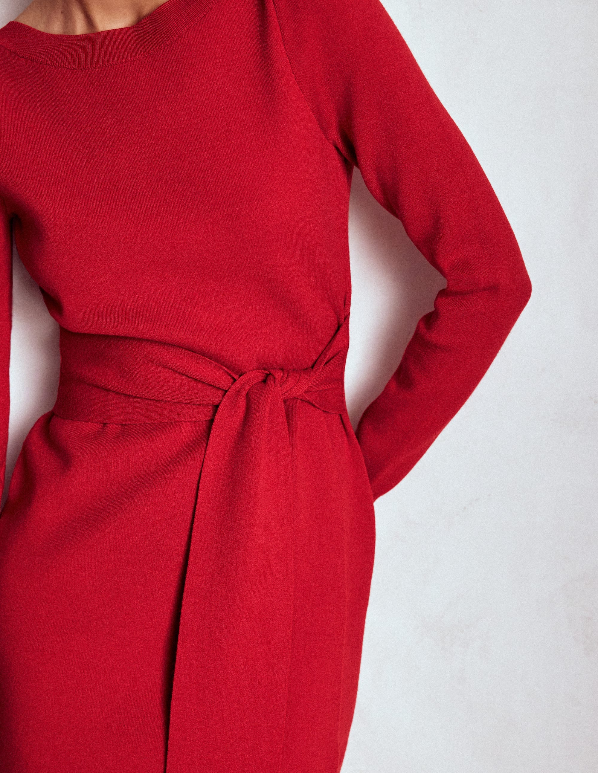 Tiana Tie Front Knitted Dress-Merida Red - Image 3