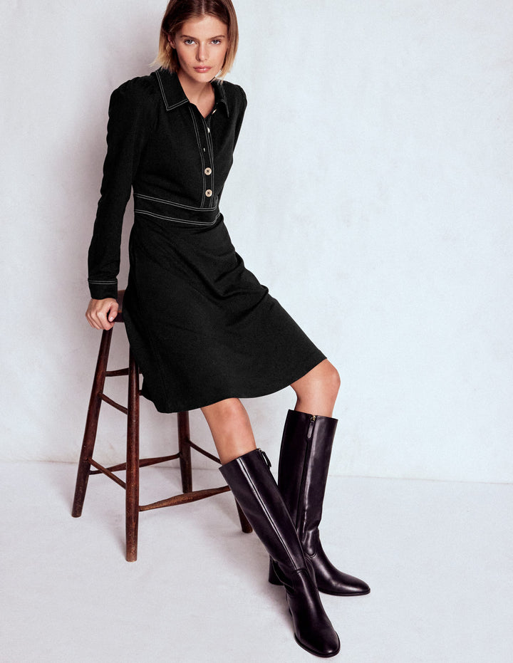 Nicolette Long Sleeve Dress-Black
