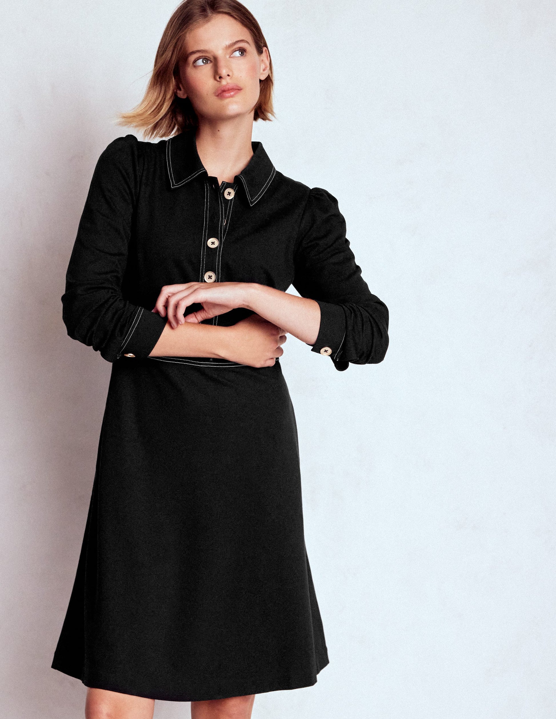 Nicolette Long Sleeve Dress-Black | Boden UK Nicolette Long Sleeve Dress-Black | Boden UK