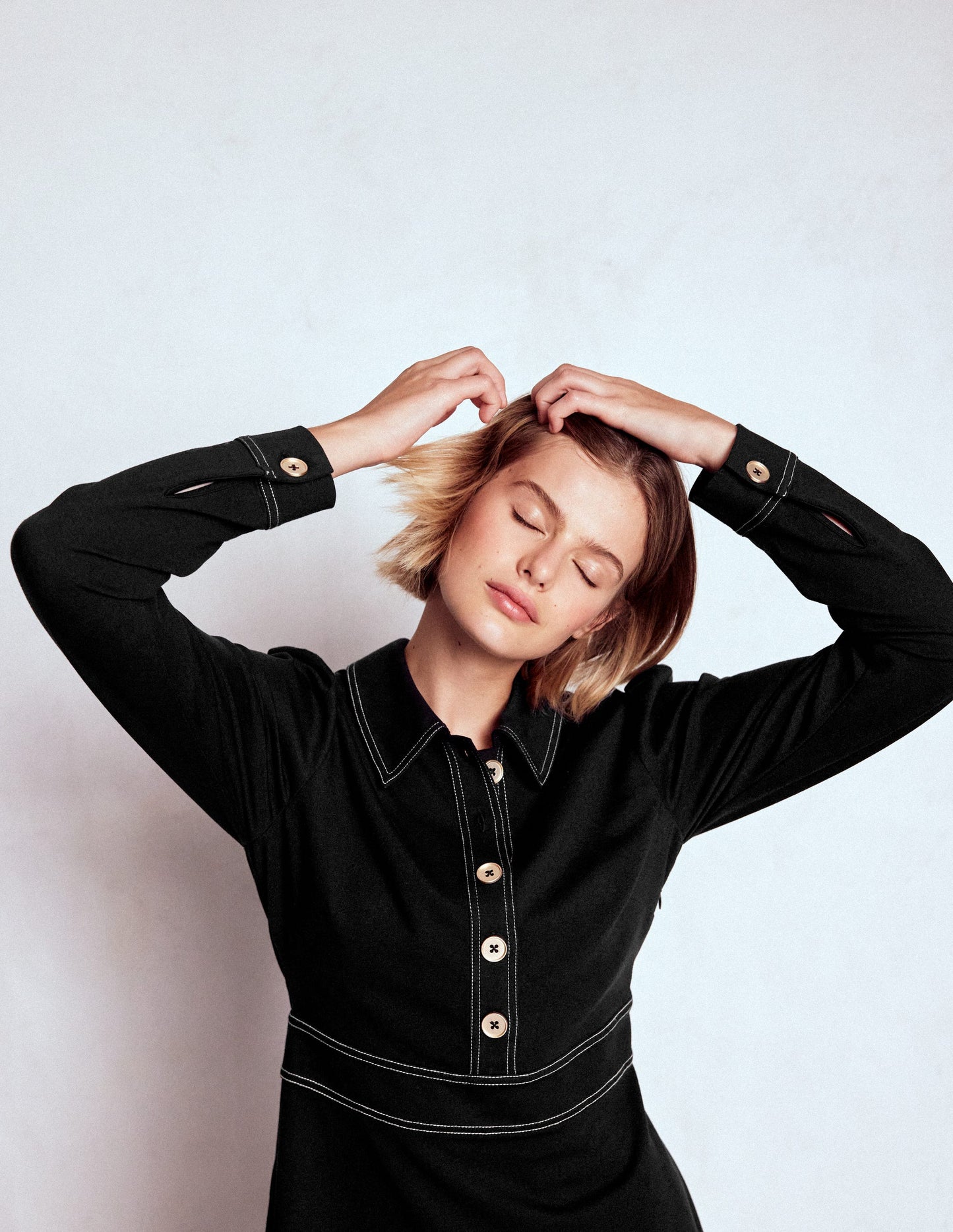 Nicolette Long Sleeve Dress-Black