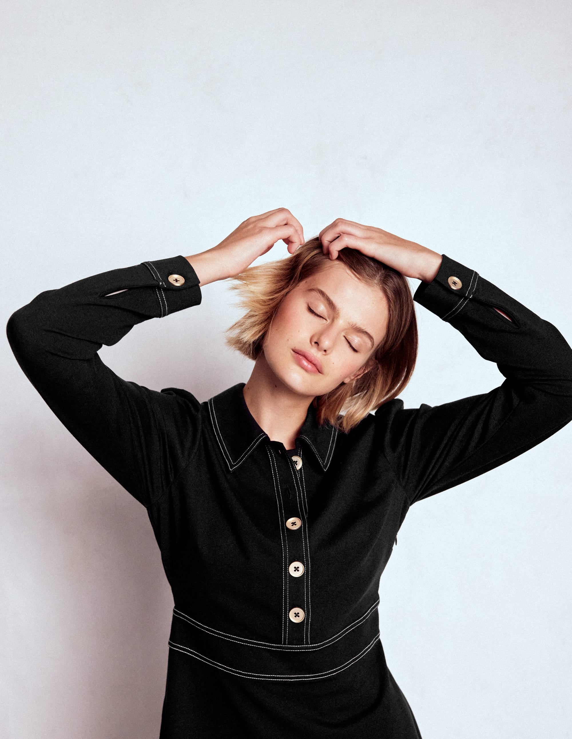 Nicolette Long Sleeve Dress-Black - Image 5