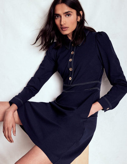 Nicolette Long Sleeve Dress-Navy-1