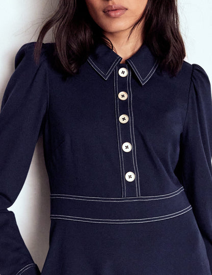 Nicolette Long Sleeve Dress-Navy-2