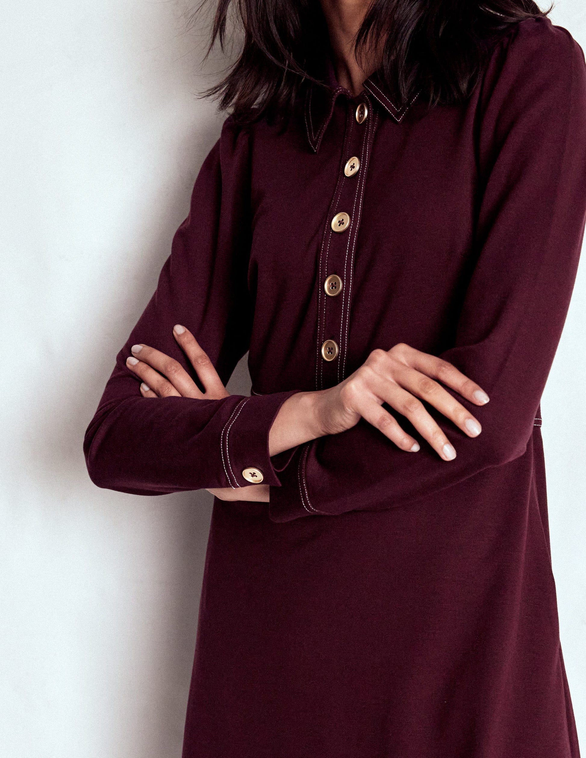 Nicolette Long Sleeve Dress-Dark Cherry-2