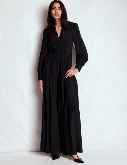 Button Up Palazzo Jumpsuit-Black-4