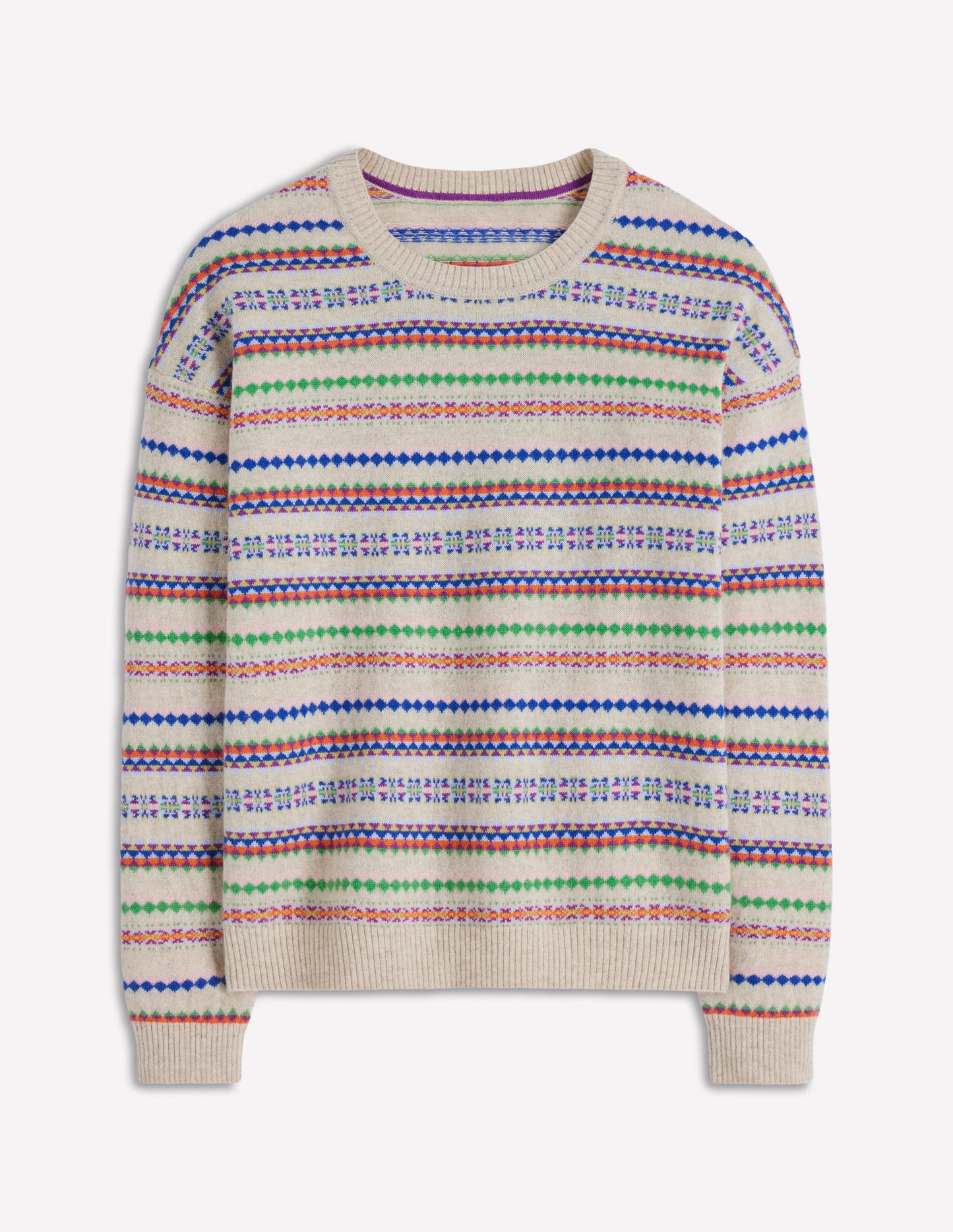 Lydia Cashmere Jumper-Oatmeal Melange Fair Isle