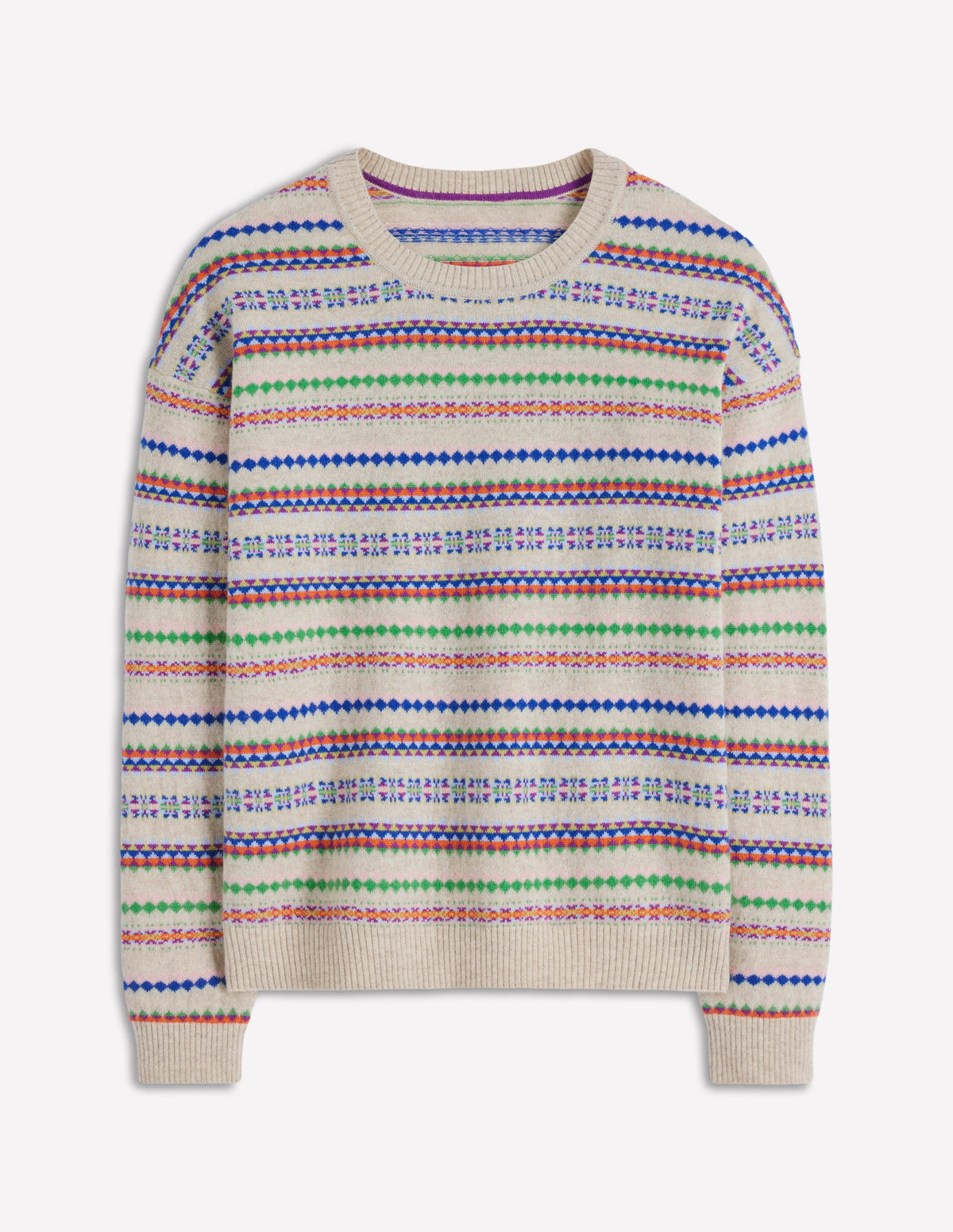 Lydia Cashmere Jumper-Oatmeal Melange Fair Isle - Image 6