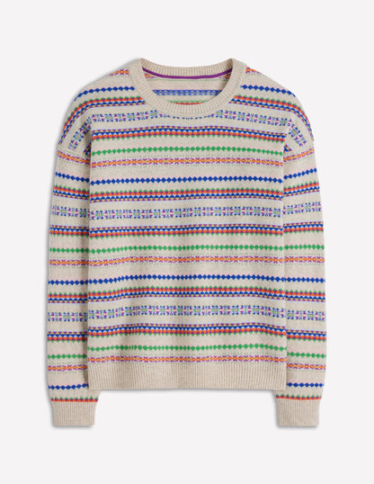 Lydia Cashmere Jumper-Oatmeal Melange Fair Isle-6