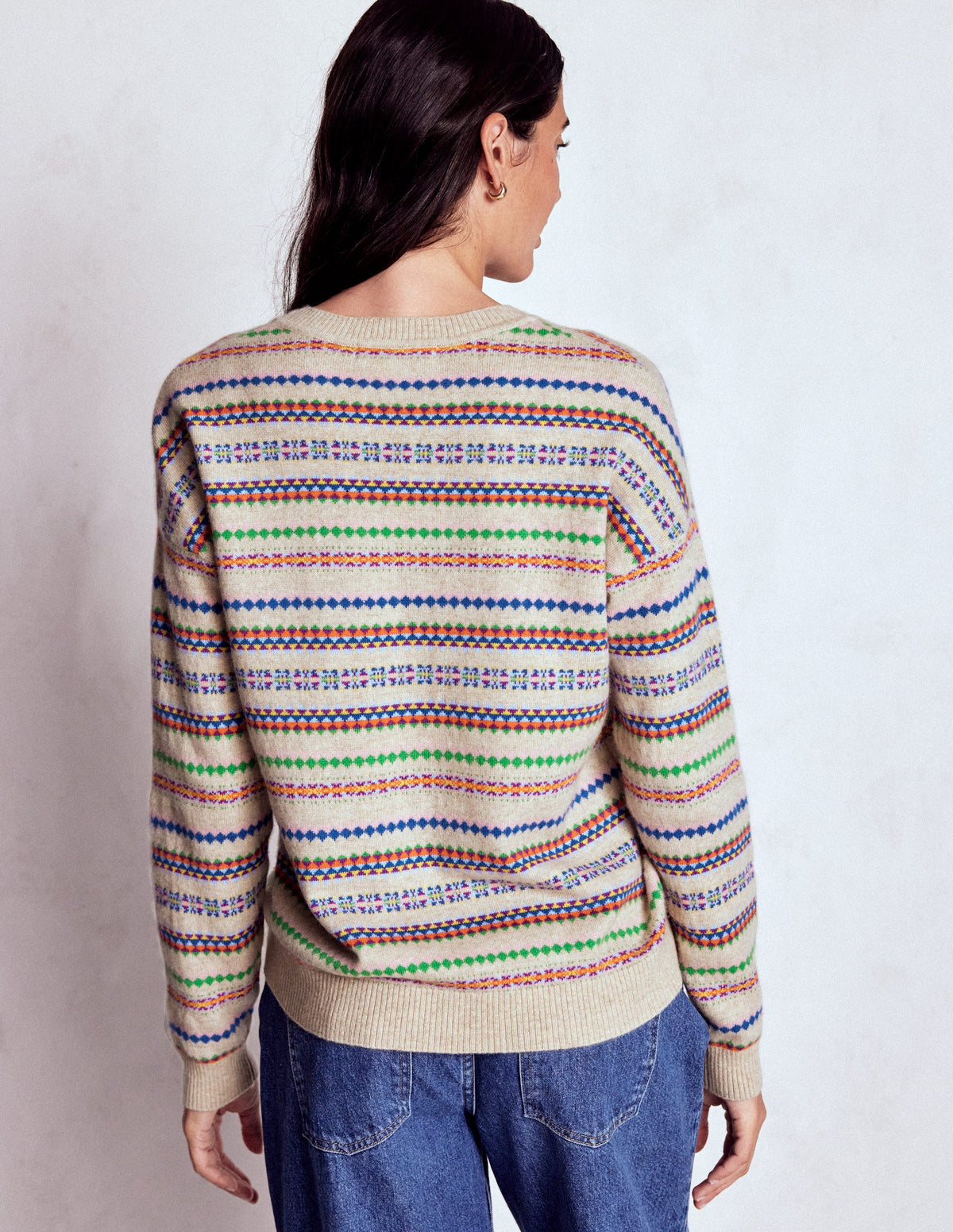 Lydia Cashmere Jumper-Oatmeal Melange Fair Isle - Image 3