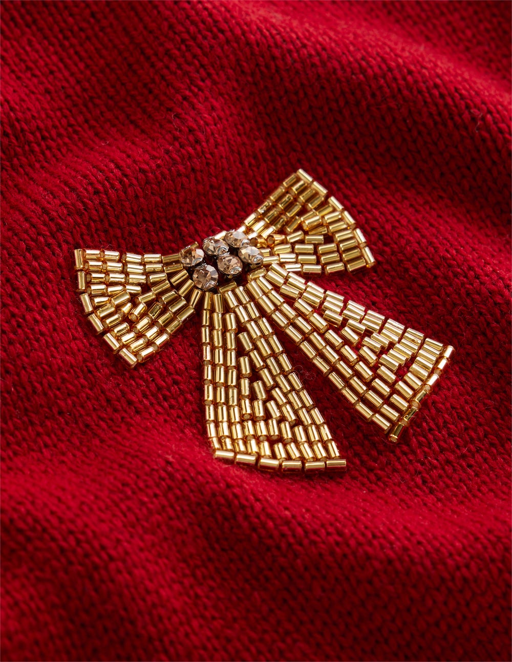 Natalie Embroidered Jumper-Red, Embellished Bows-7