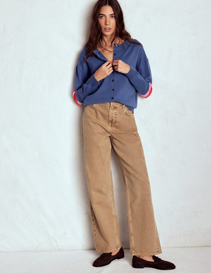 Lara Relaxed Cotton Cardigan-Denim Blue-4