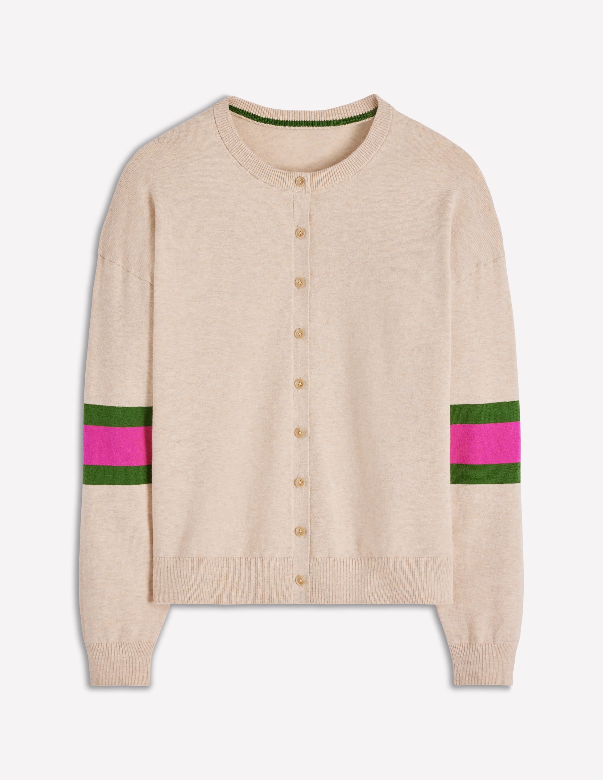 Lara Relaxed Cotton Cardigan-Oatmeal Melange - Image 4