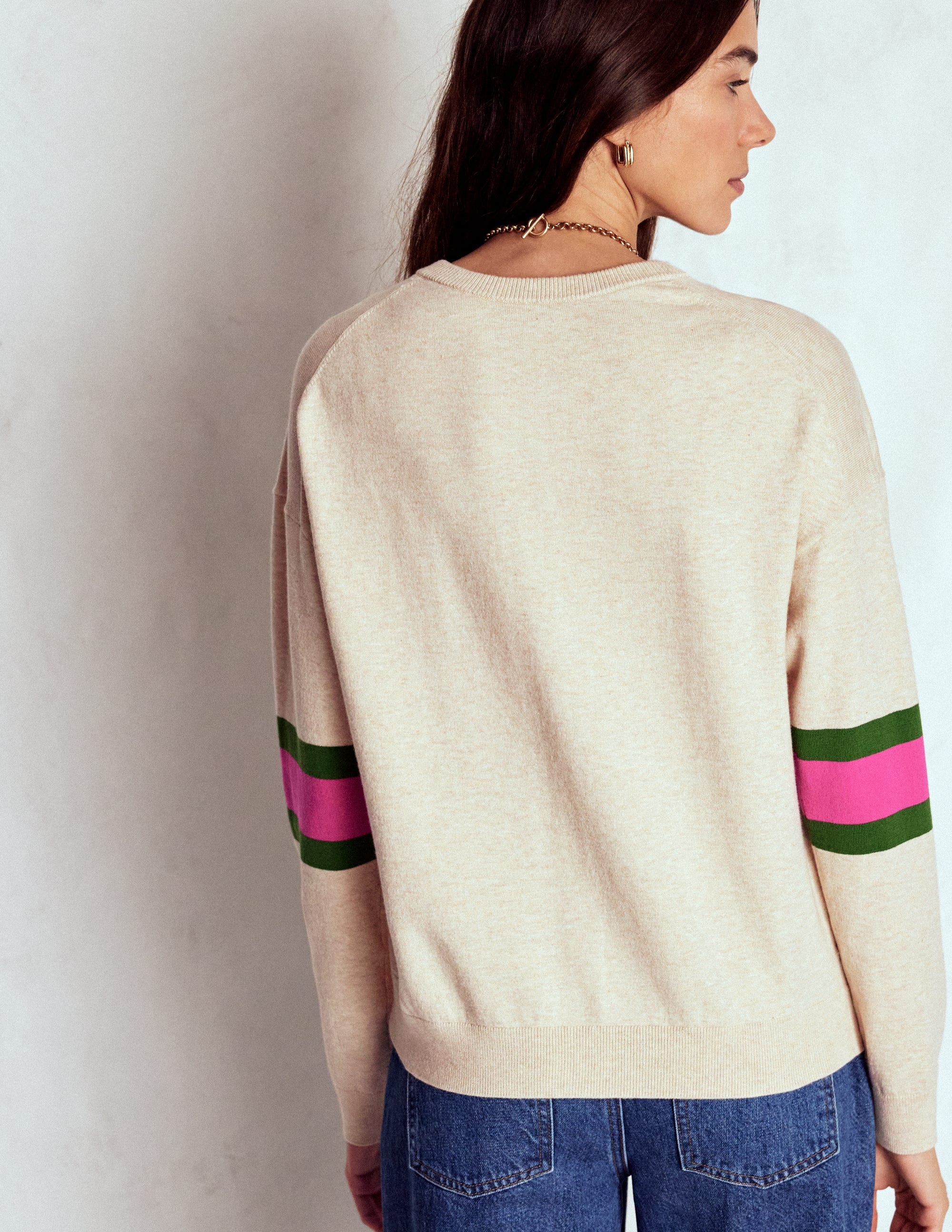 Lara Relaxed Cotton Cardigan-Oatmeal Melange - Image 3