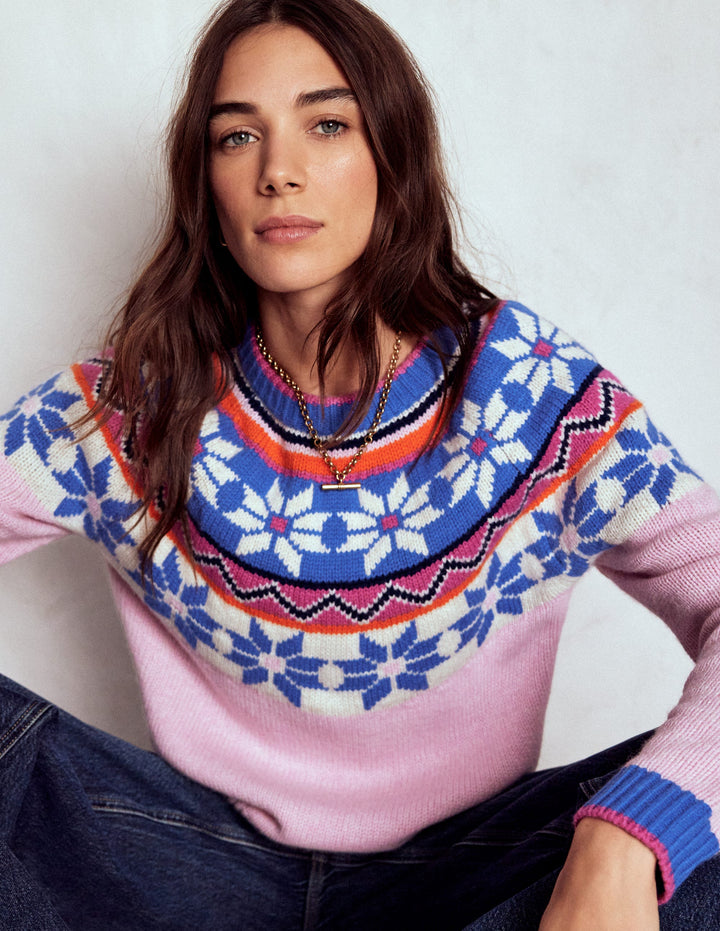 Eleanor Fair Isle Jumper-Meadowsweet Pink
