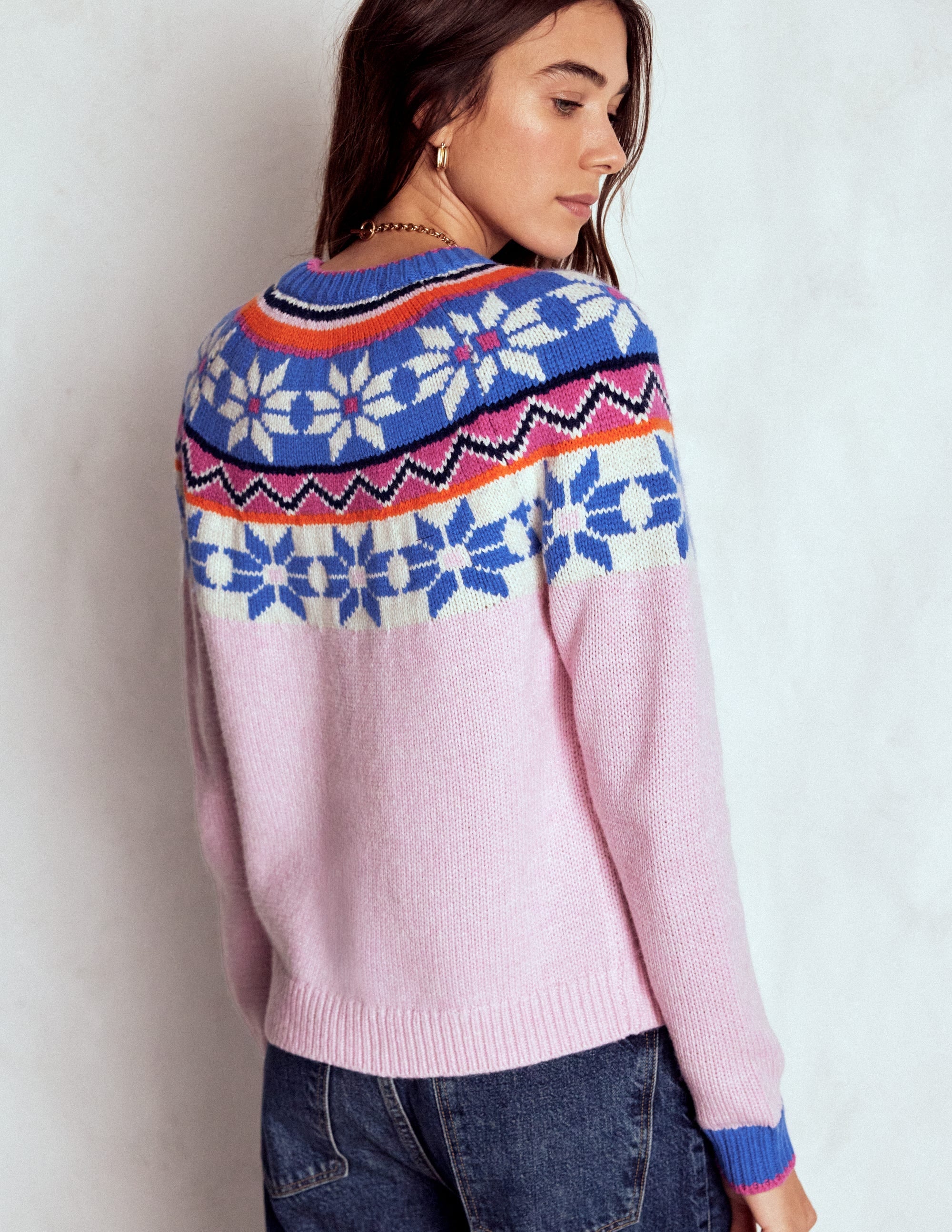 Eleanor Fair Isle Jumper-Meadowsweet Pink - Image 3
